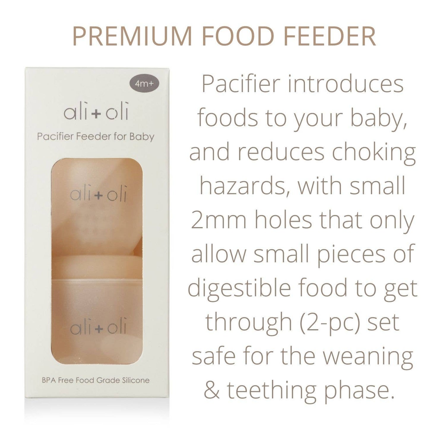Ali+Oli - Silicone Food & Fruit Feeder (2 sizes) Oat & Coco