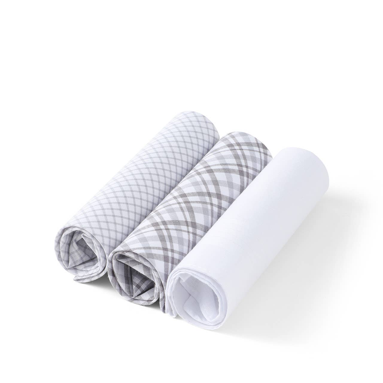 Men's Cotton Solid, Striped & Plaid Gray Handkerchiefs