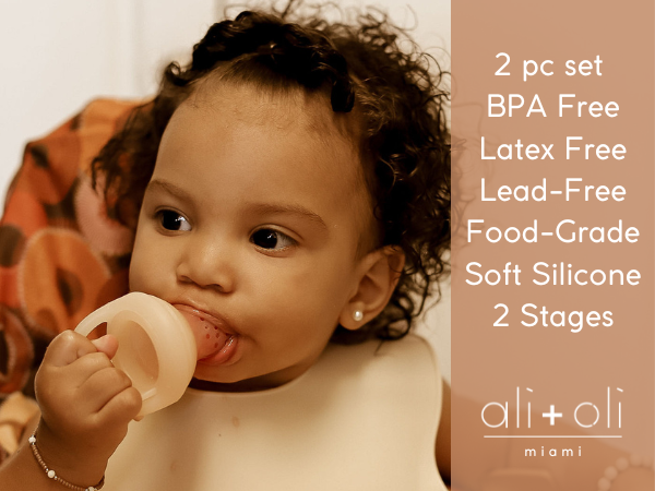 Ali+Oli - Silicone Food & Fruit Feeder (2 sizes) Oat & Coco