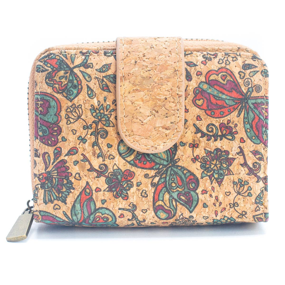 Meninas Bonitas Cork - Natural Cork Printed Women's Short Card Wallet BAG-2238