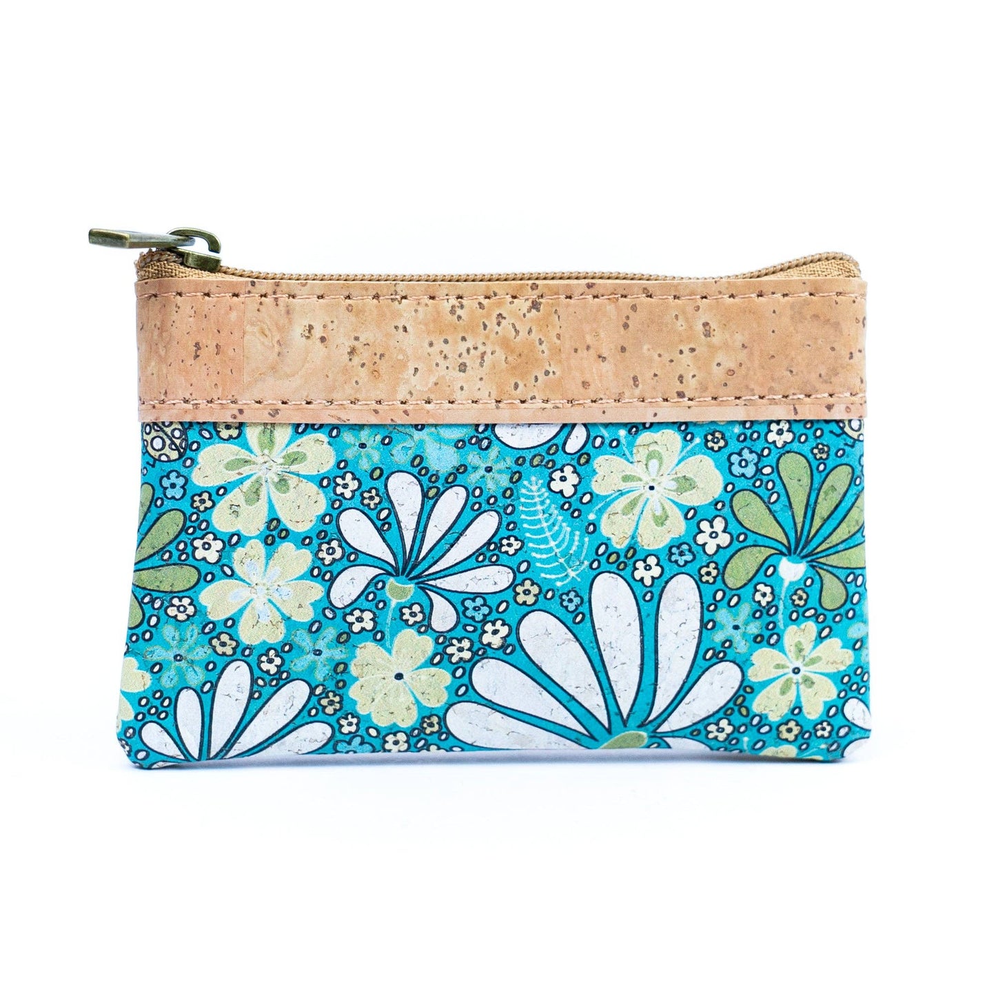 Printed Cork Mini Wallet with Dual Zippers BAG-2316
