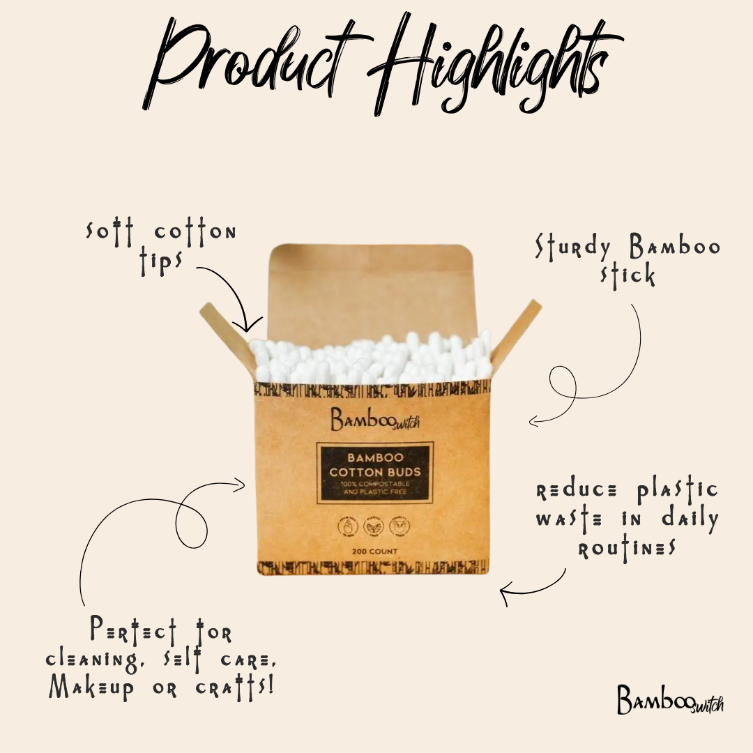 Bamboo Cotton Ear Buds - 200ct | Makeup Bestseller