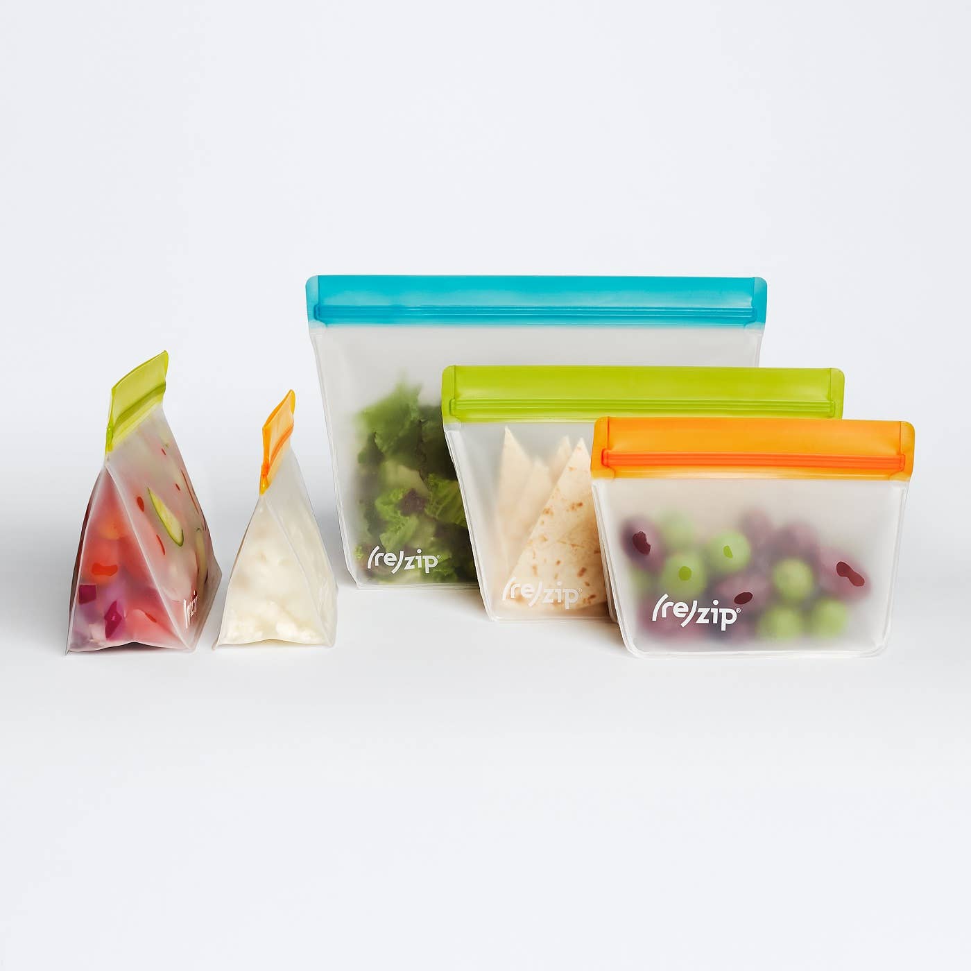 Reusable Stand-Up Storage Bags - Asst Colors - 5 Piece Set