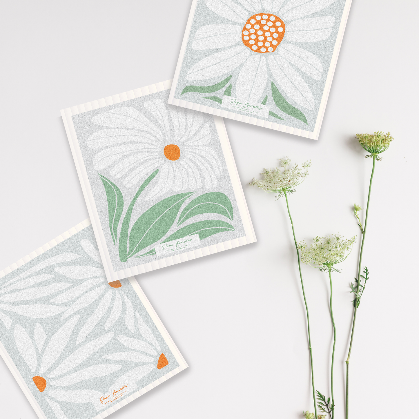 Paper Baristas - Set of 3 Swedish Dishcloth: Daisy Combo