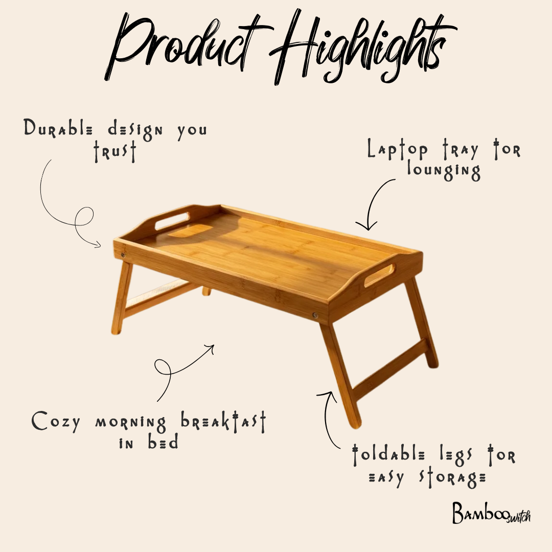 Collapsible Bamboo Breakfast Bed Tray