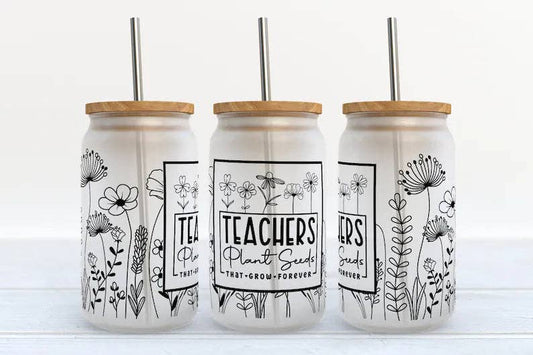 Kate Haven Glass Tumblers for Every Occasion - Teachers Plant Seeds That Grow Forever 16oz Libbey Glass Tumbler