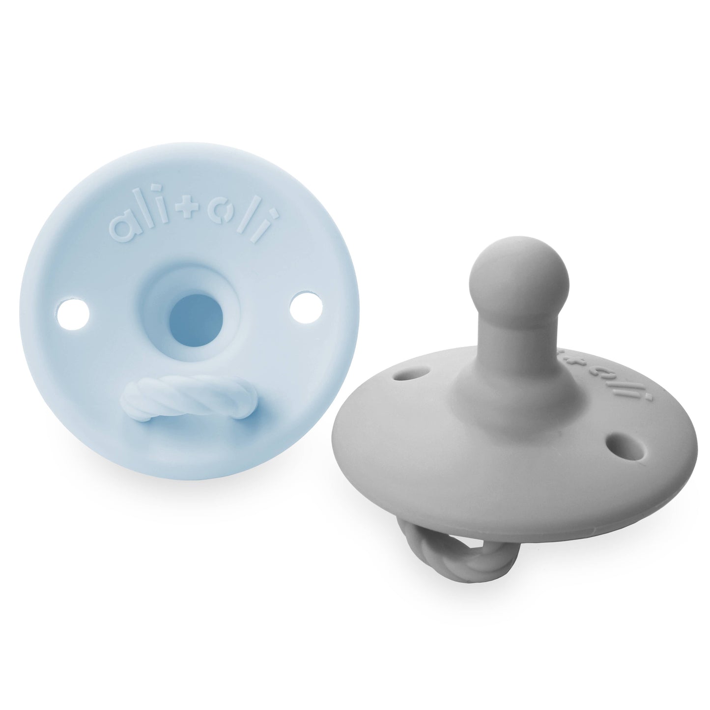 Ali+Oli - Pacifier Set Round (Iron & Sky)