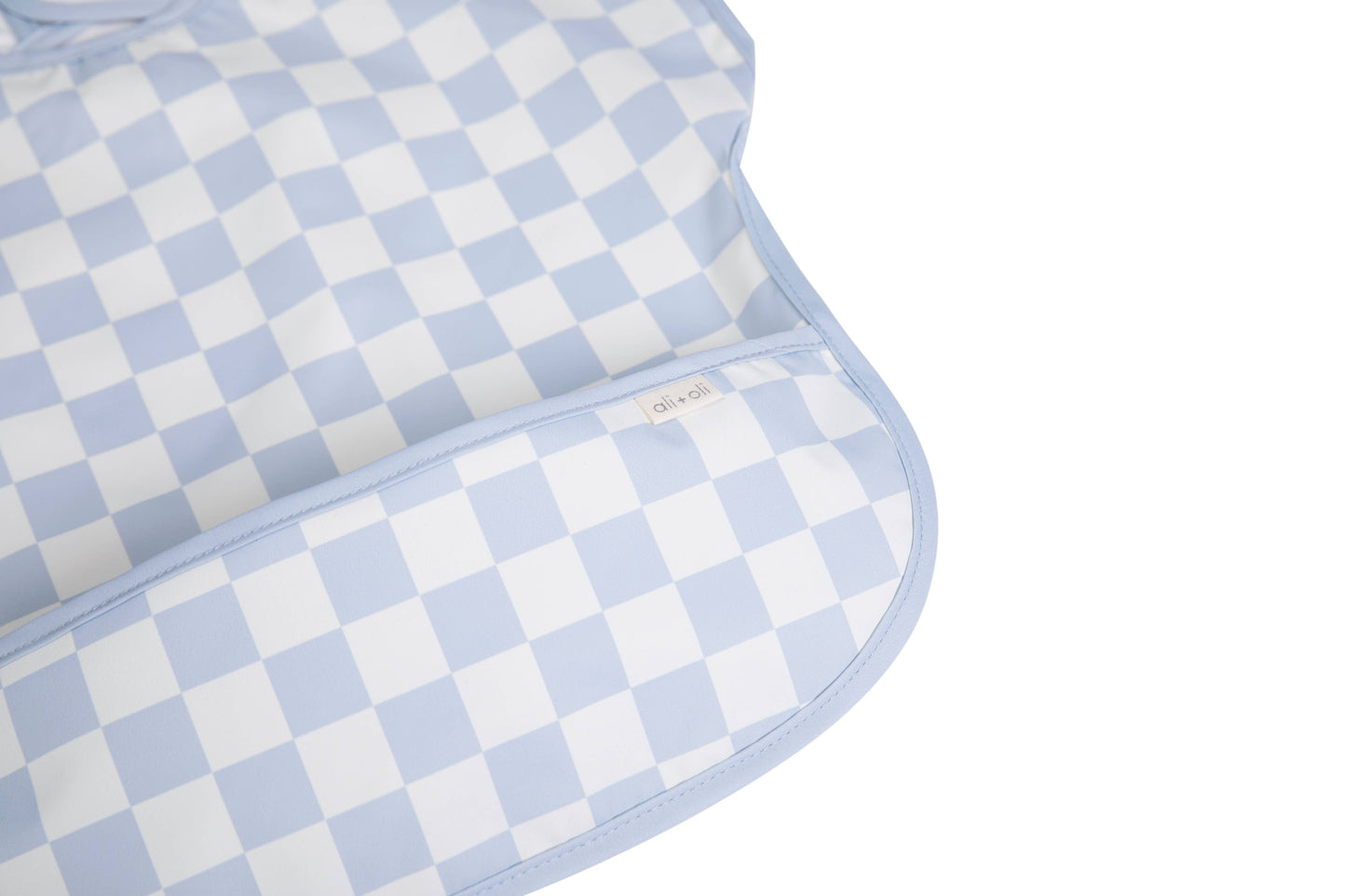 Ali+Oli - Smock Bib for Baby & Toddler Short Sleeve (Blue Checkers)