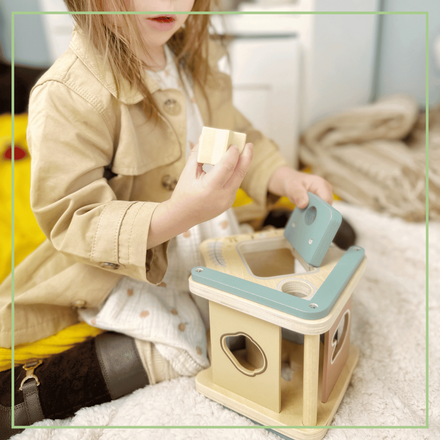 Wooden Shape Sorter & Sensory Block Learning Toy Ages 1-3