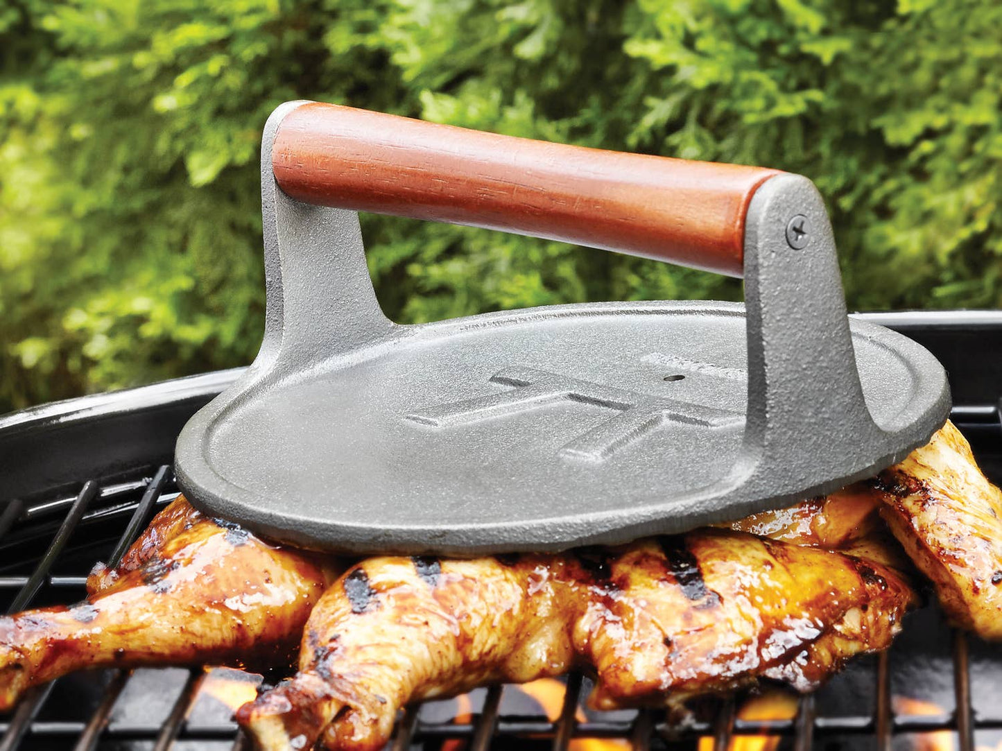 Fox Run Brands - Outset Cast Iron Round Grill Press, 8" x 3.25"