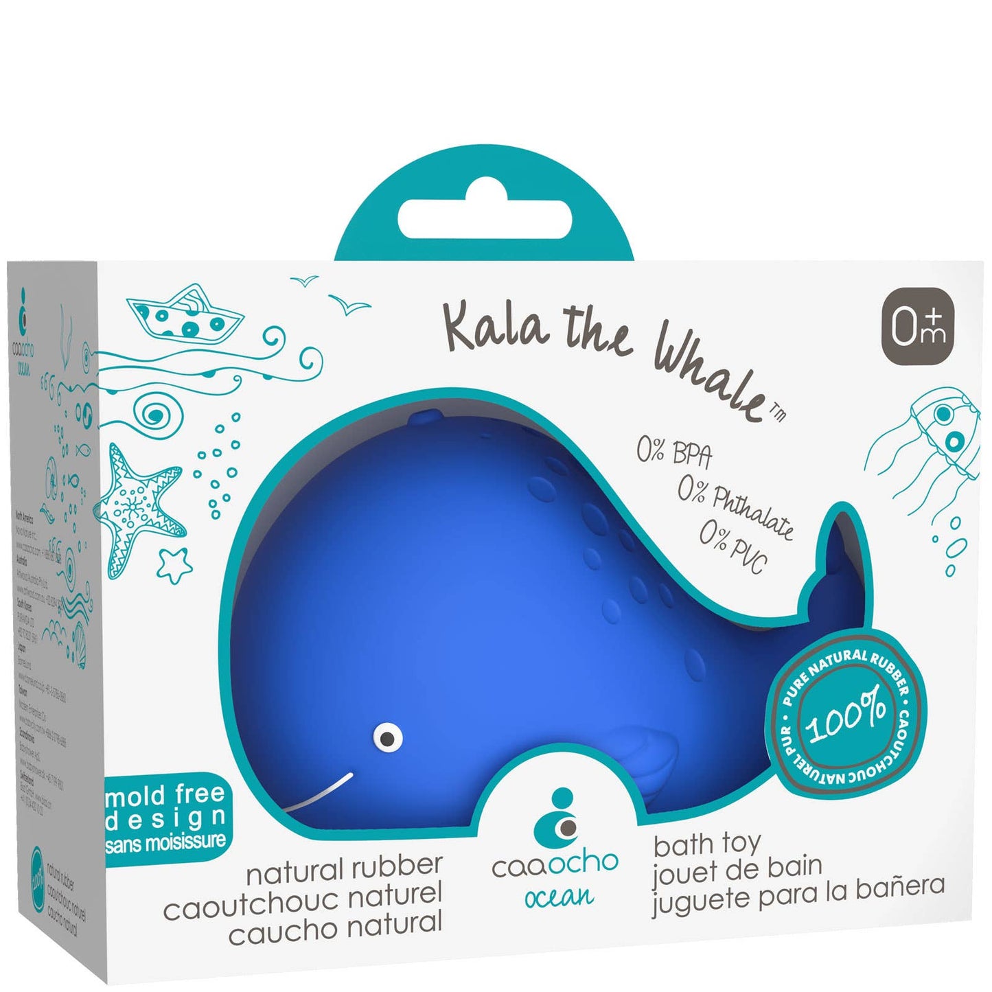 Natural Rubber Whale Non-Toxic Bath Toy, Mold-free design