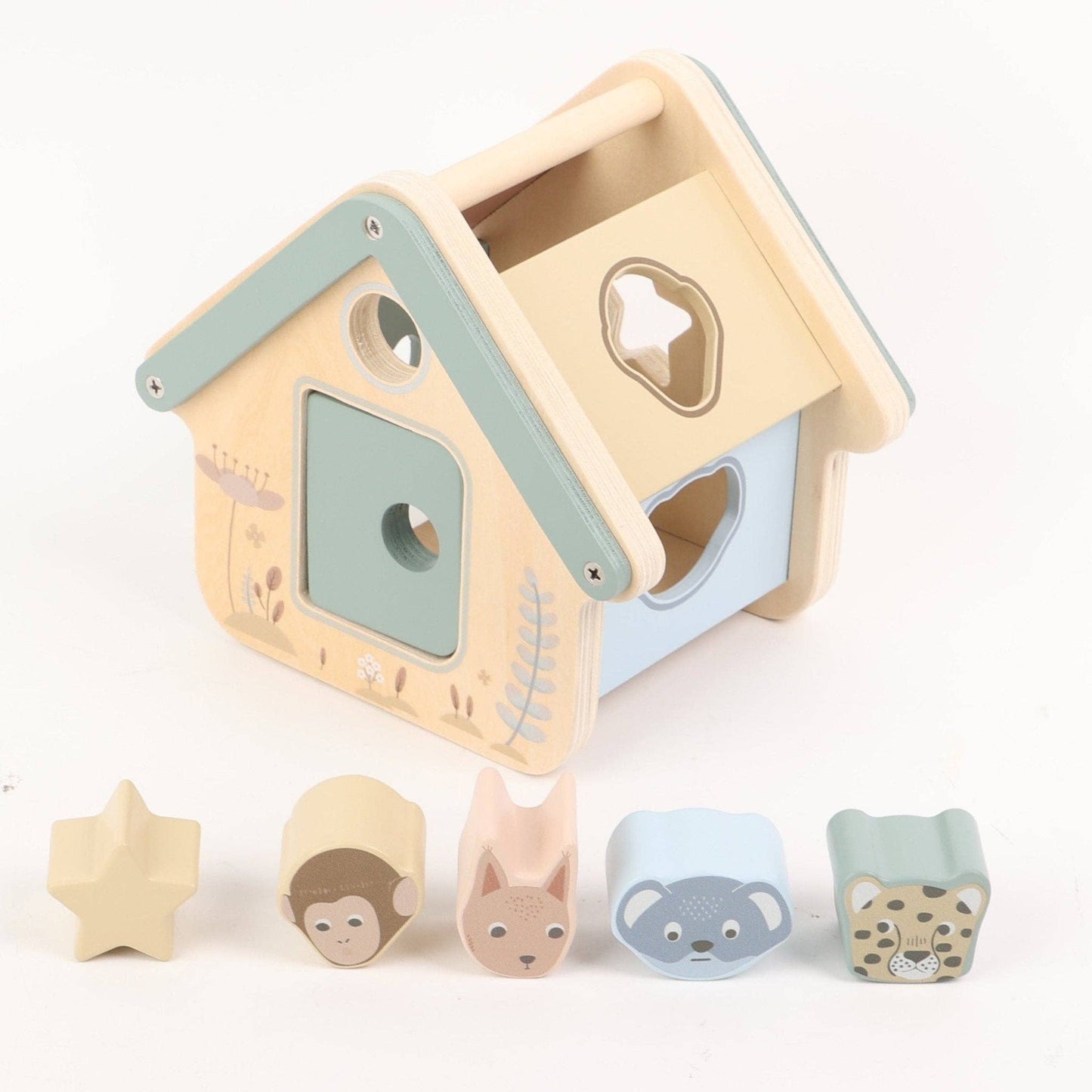 Wooden Shape Sorter & Sensory Block Learning Toy Ages 1-3