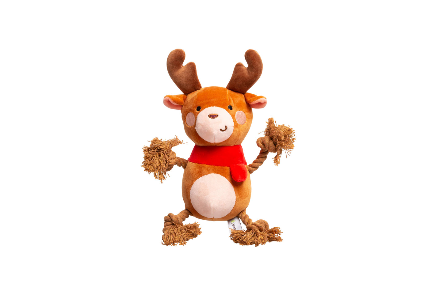 Pearhead - Reindeer Plush Rope Christmas Dog Toy, Holiday Pet Gift
