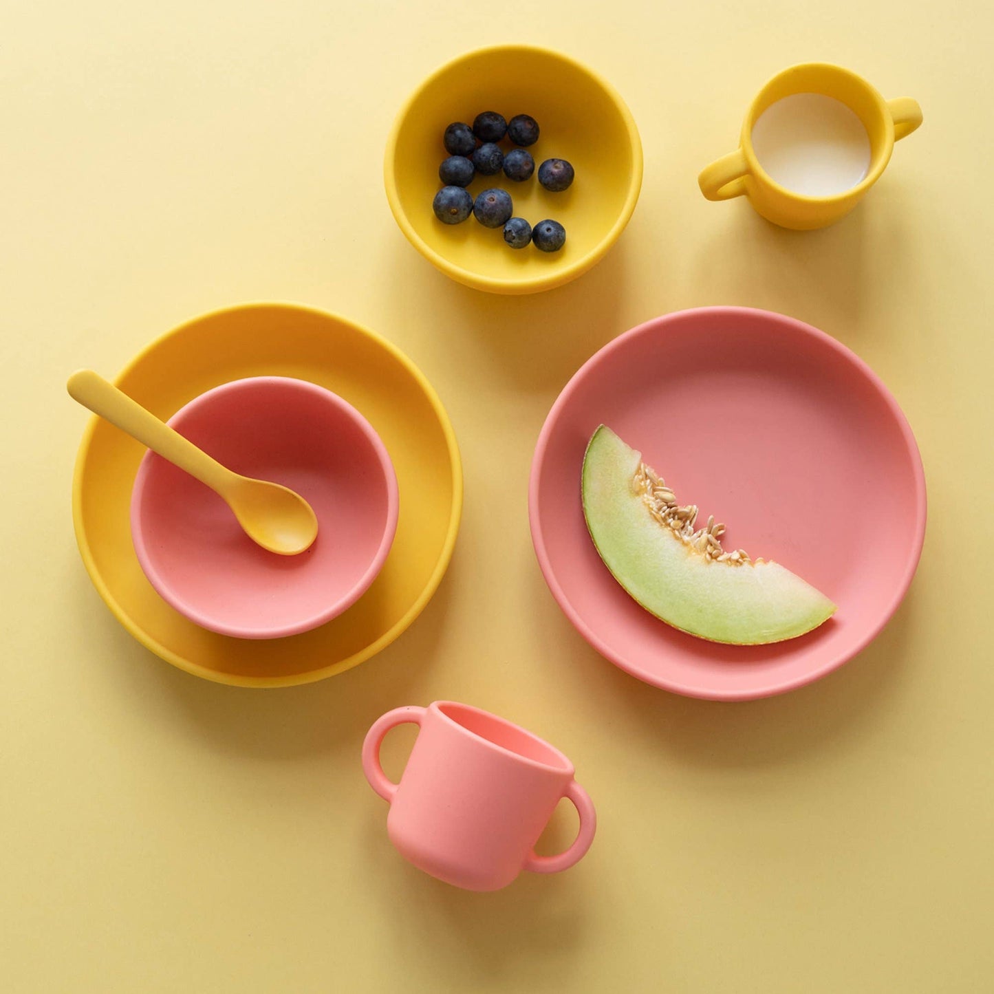 Silicone Suction Baby Plate Set - Coral / Mimosa