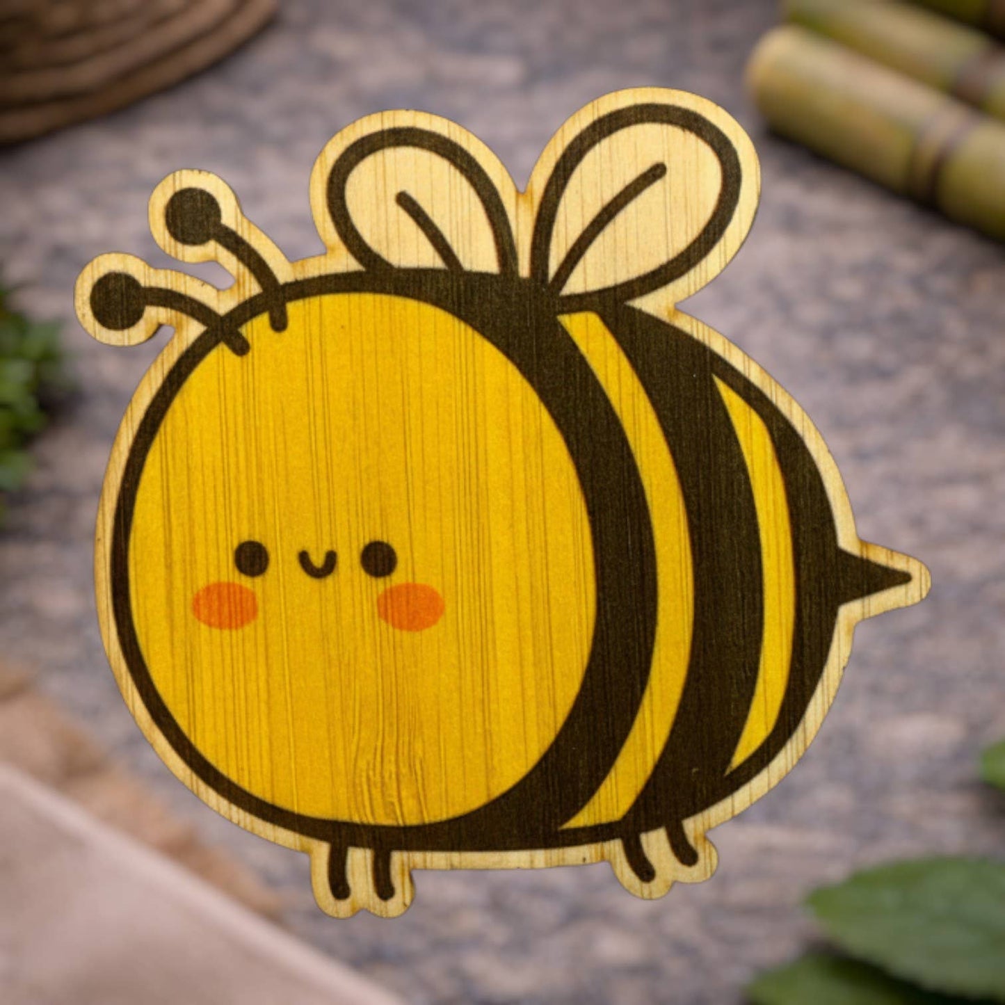 Bamboo Wood Stickers - Cute Bee