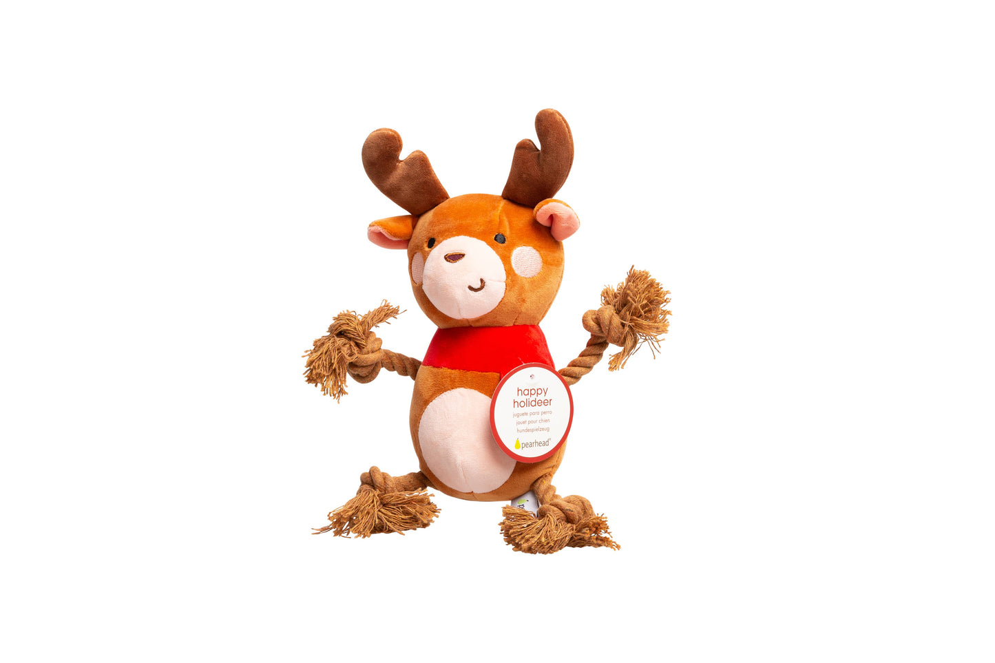 Pearhead - Reindeer Plush Rope Christmas Dog Toy, Holiday Pet Gift