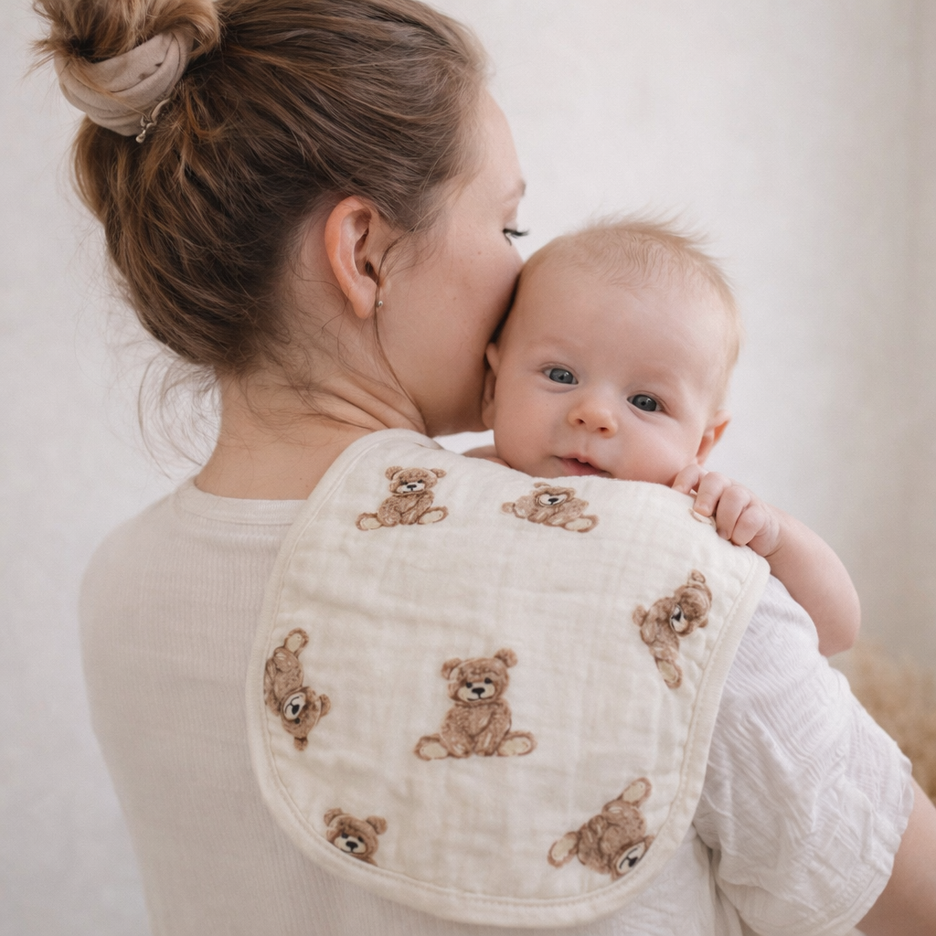 Ali+Oli - Bamboo Muslin Burp Cloth Set 2-Pack (Teddy/Taupe)