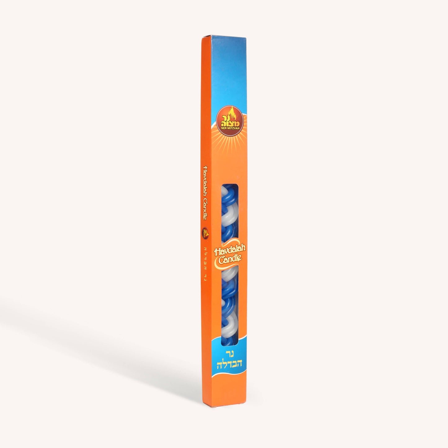 Ner Mitzvah - Large Braided Havdalah Candle - Flat - Blue & White