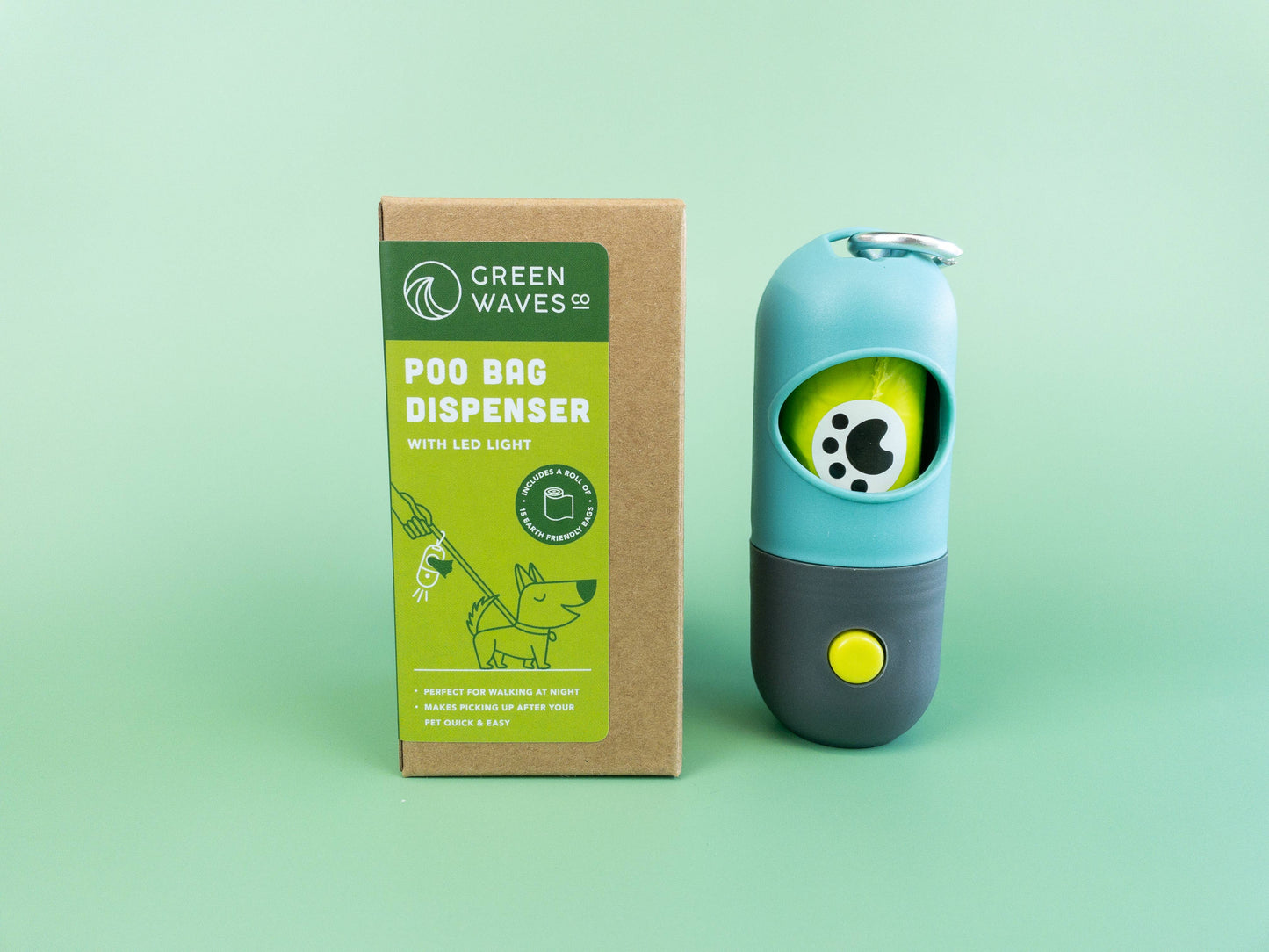 Green Waves Co. - Poop Bag Dispenser with LED Flashlight