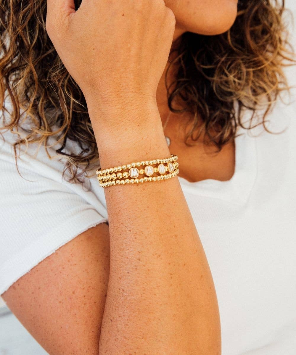 Sunflower Motherhood - Mama Bracelet Set | 18K Gold Plated Set of 3 for Mom