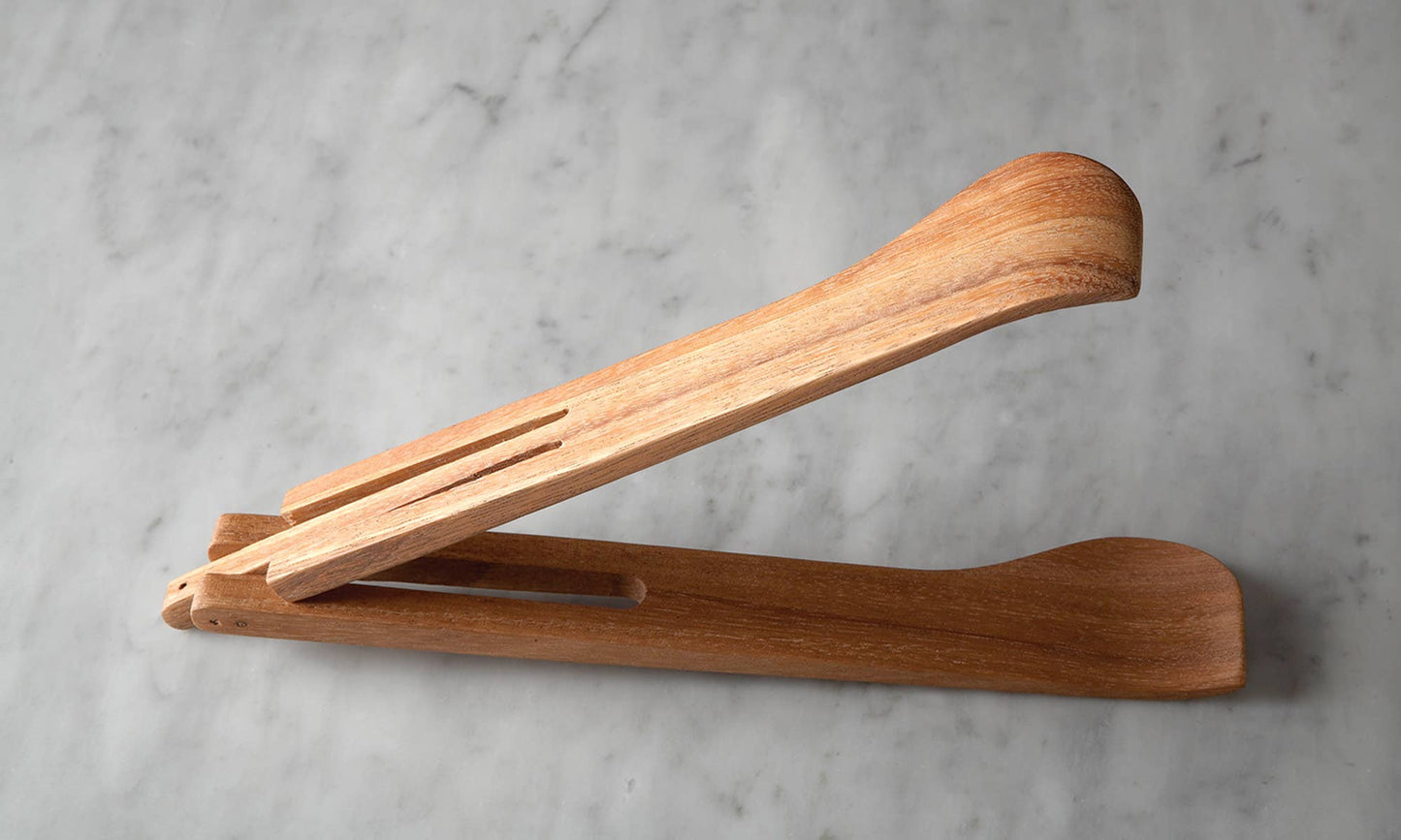 Fox Run Brands - Ironwood Spring Salad Tongs, Acacia, 2.25" x 2.25" x 12"