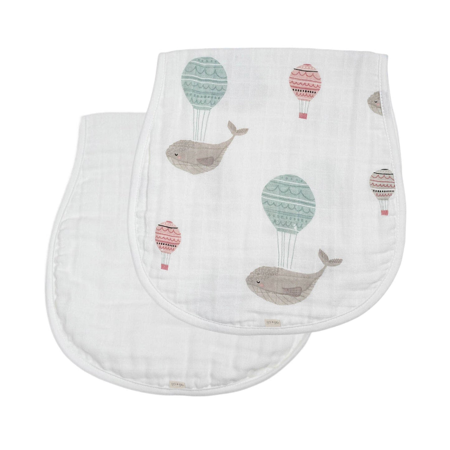 Ali+Oli - Bamboo Muslin Burp Cloth Set 2-Pack (Whale/White)