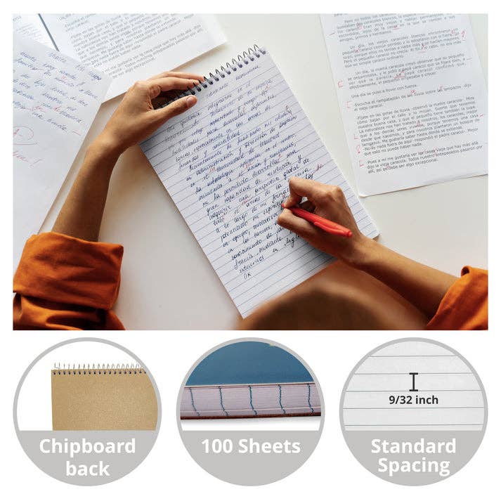 Three Leaf Ruled Writing Pad, 5.75 X 9  In 100 Sheets,48 Ct.