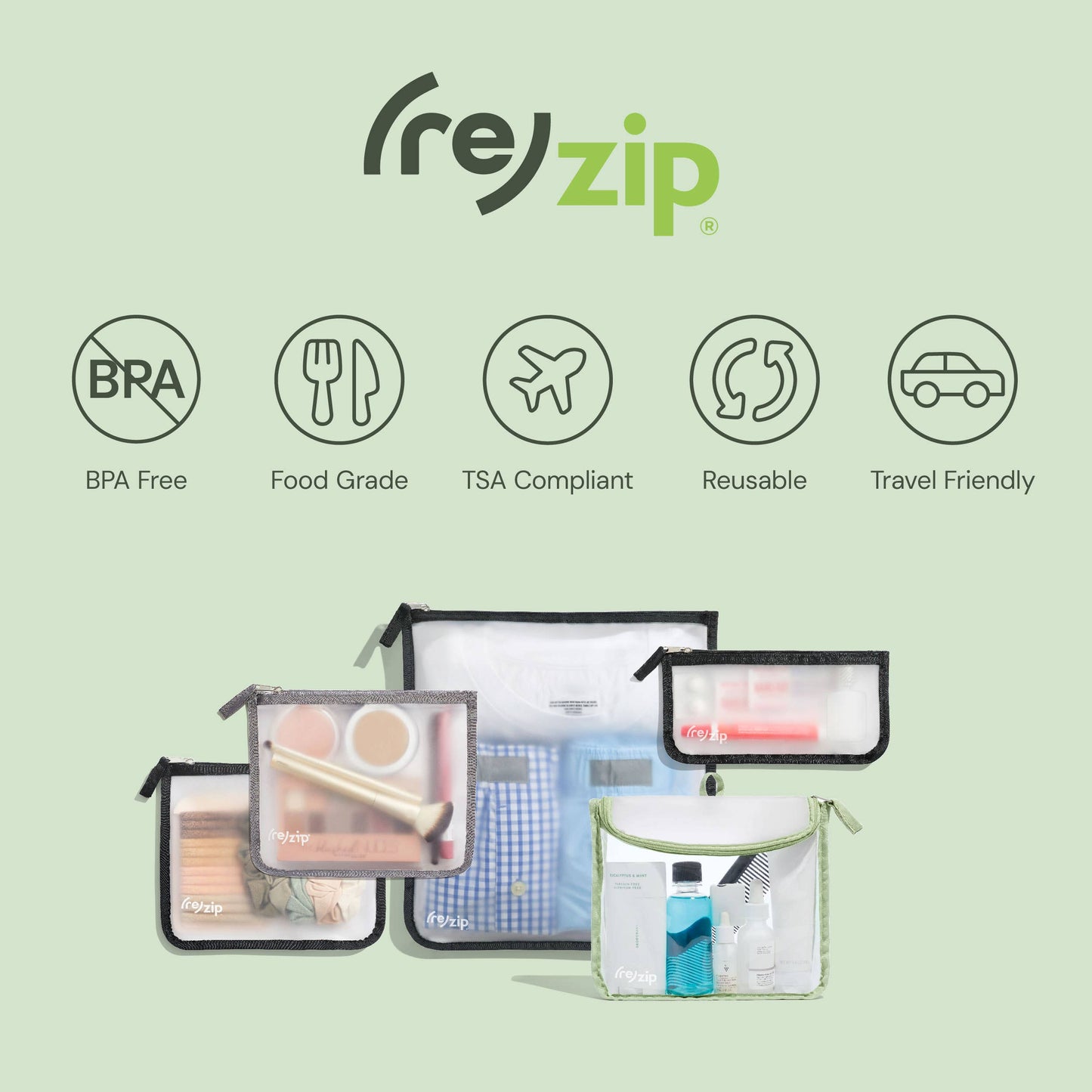 TSA-Compliant Reusable Zippered Travel Bag - Quart