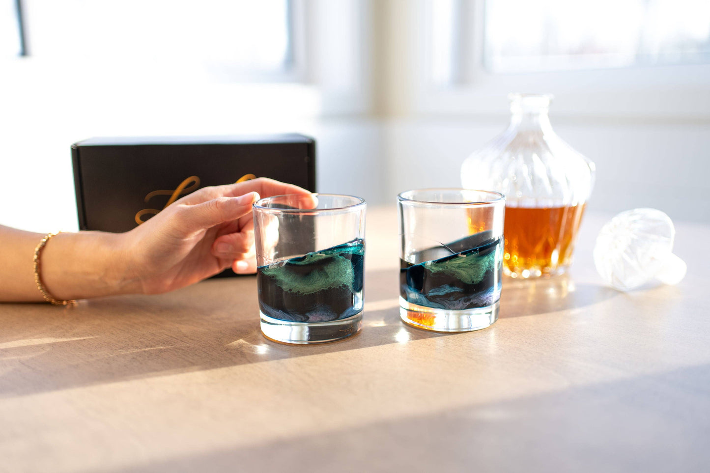 Resin Accented Whisky Glasses-Price is per glass -NO TARIFFS