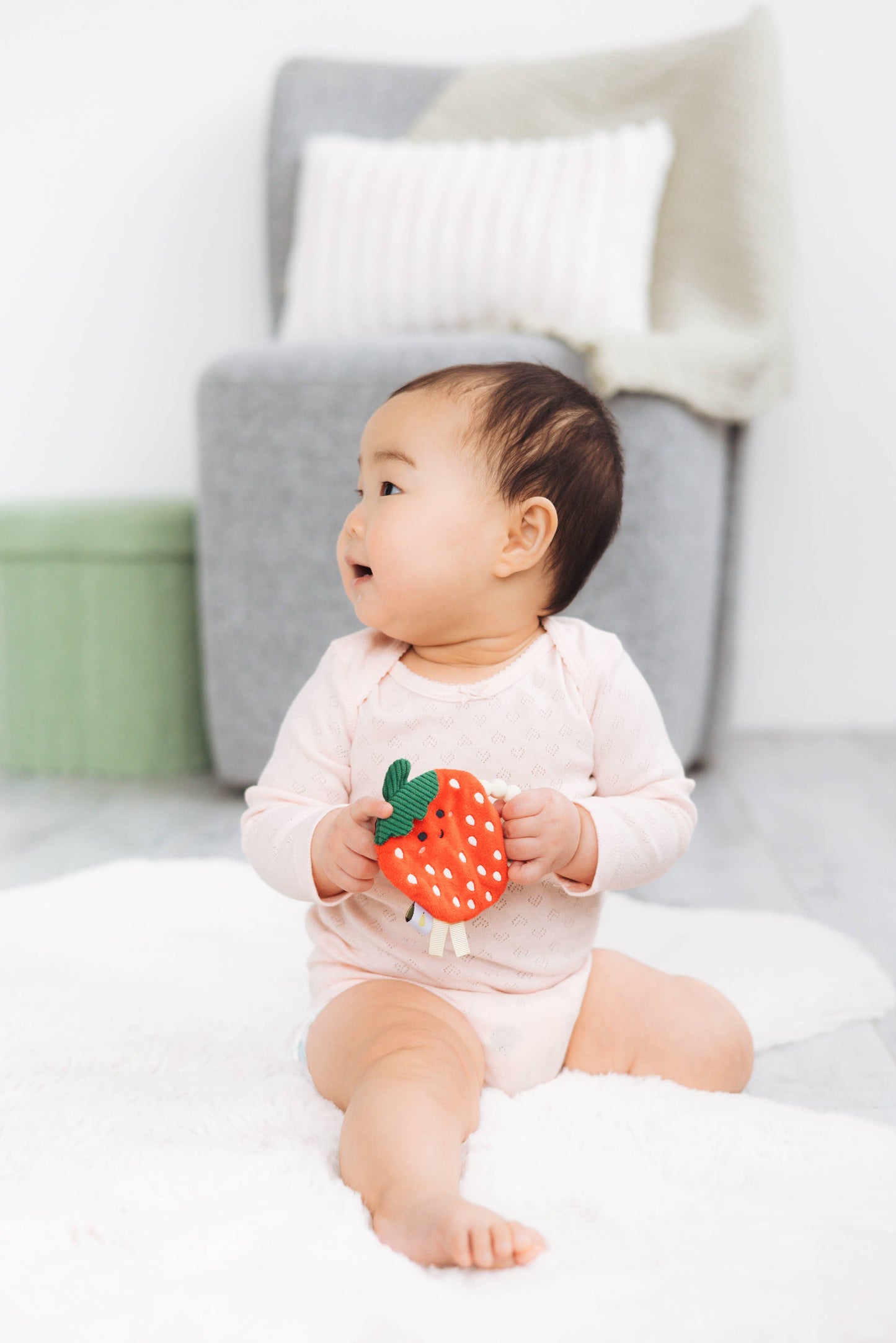 Pearhead - Strawberry Crinkle Baby Teether Toy