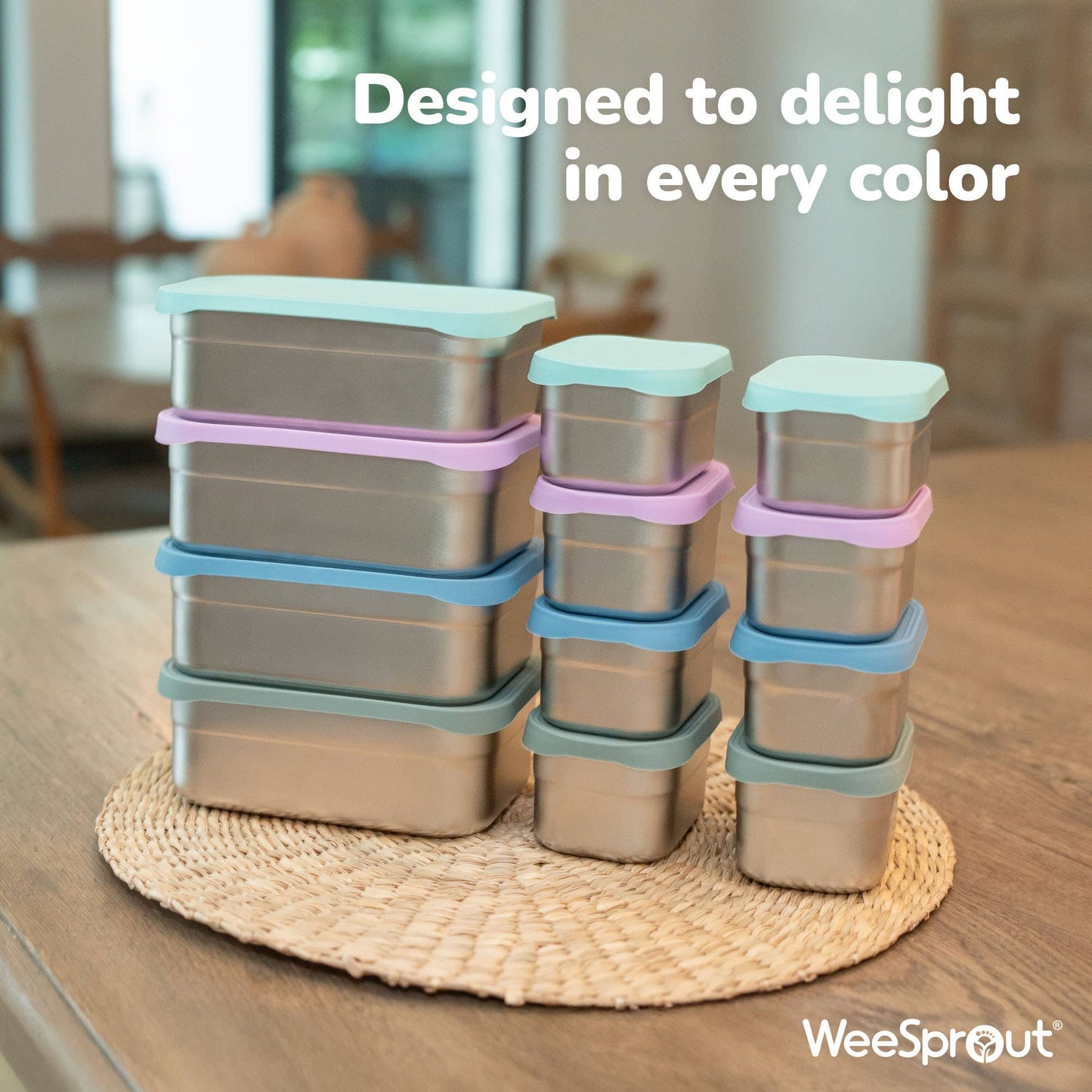 WeeSprout - Stainless Steel Bento Box Set with Silicone Lids – Set of 3