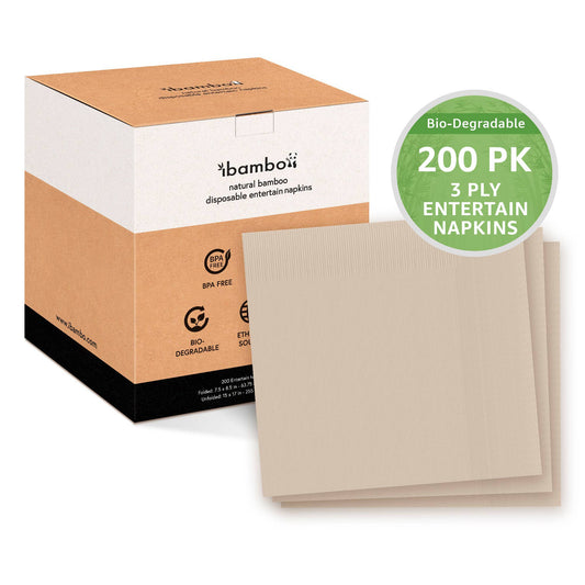 Ibambo - Ibambo Bamboo Entertain Dinner Napkins - 200 Pack - 3 Ply
