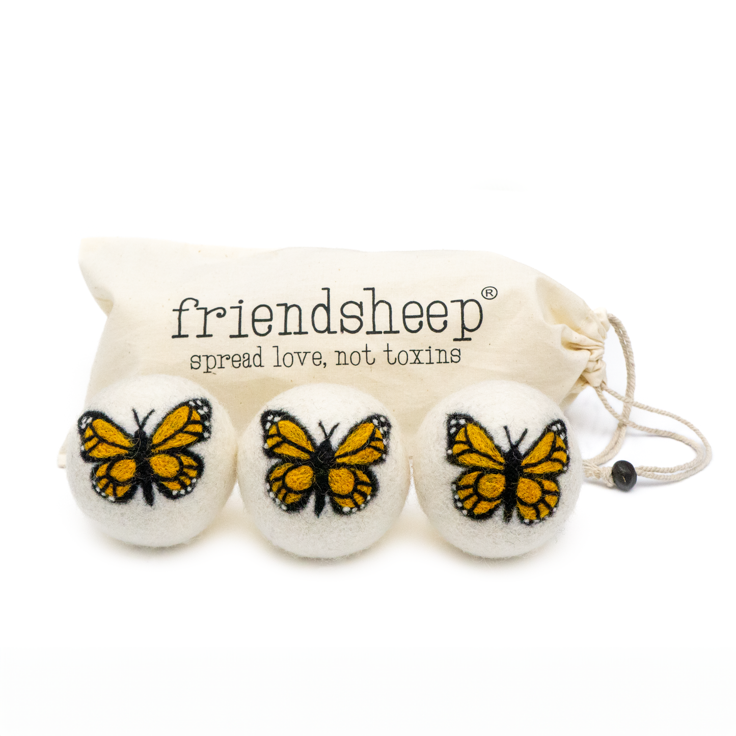 Friendsheep - Monarch Butterfly Eco Wool Dryer Balls