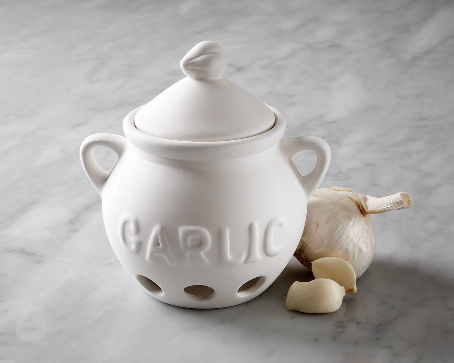 Fox Run Brands - Fox Run Ceramic Garlic Keeper, White, 5.75" x 5.25" x 5.5"