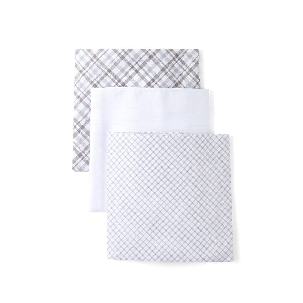 Men's Cotton Solid, Striped & Plaid Gray Handkerchiefs