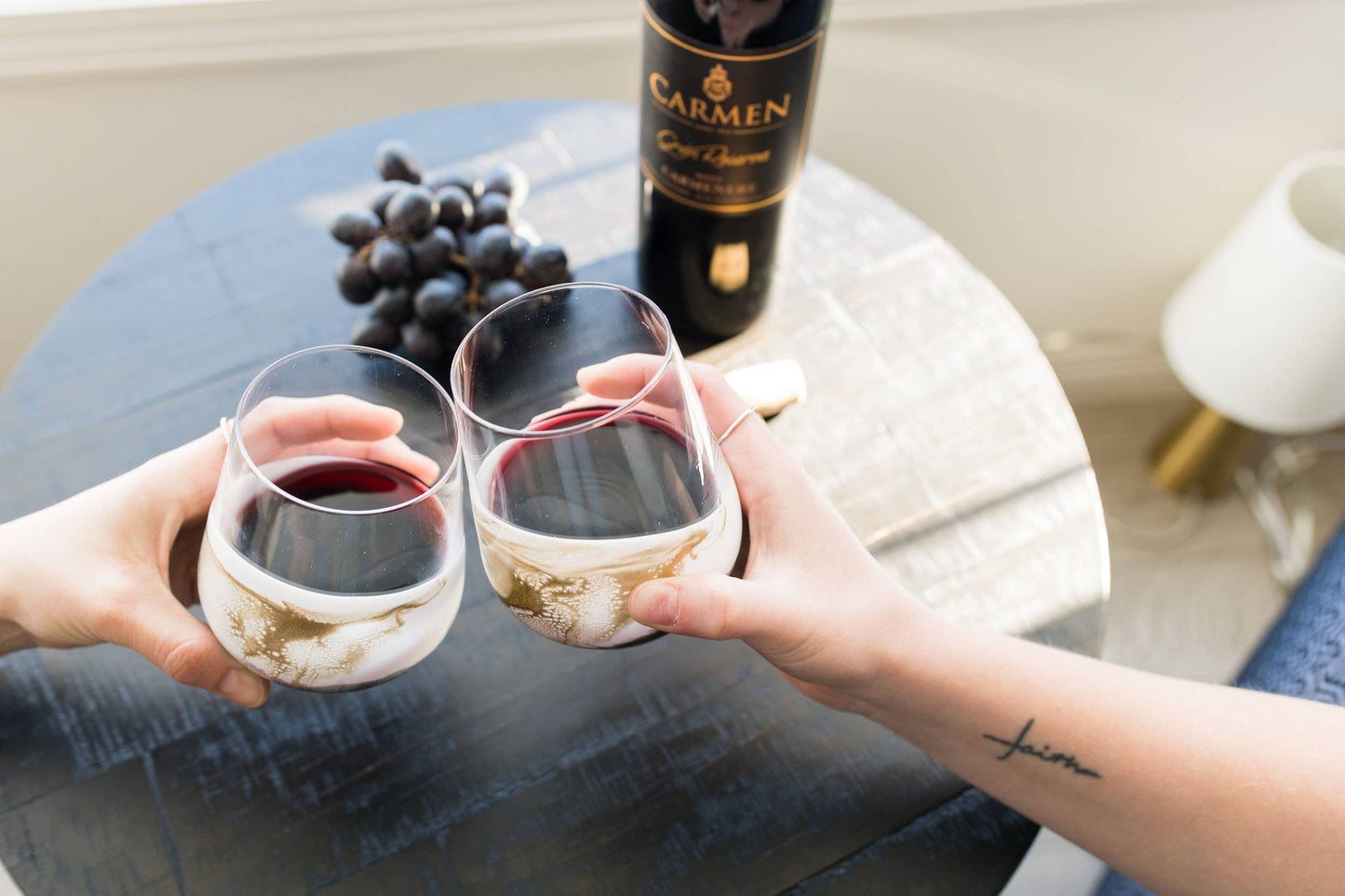 Resin Accented Wine Glasses- Price is per glass -NO TARIFFS!