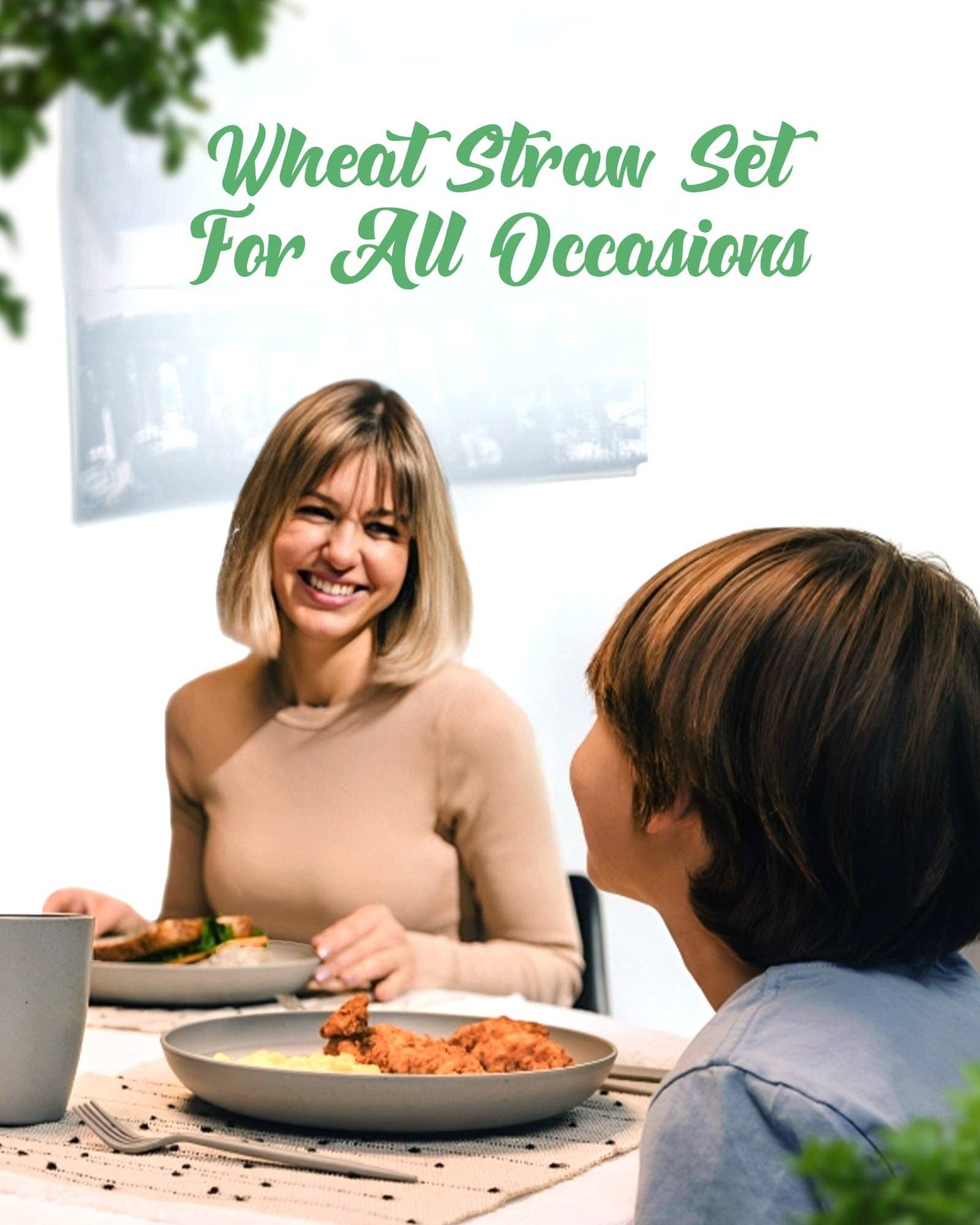 Greendish - Eco-Friendly Wheat Straw Dinnerware Combo Sets Reusable Kit