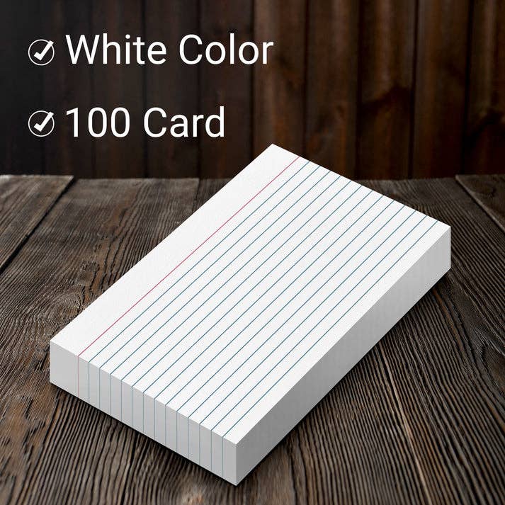 Index Cards Ruled, White Ruled (100 Card Pack)