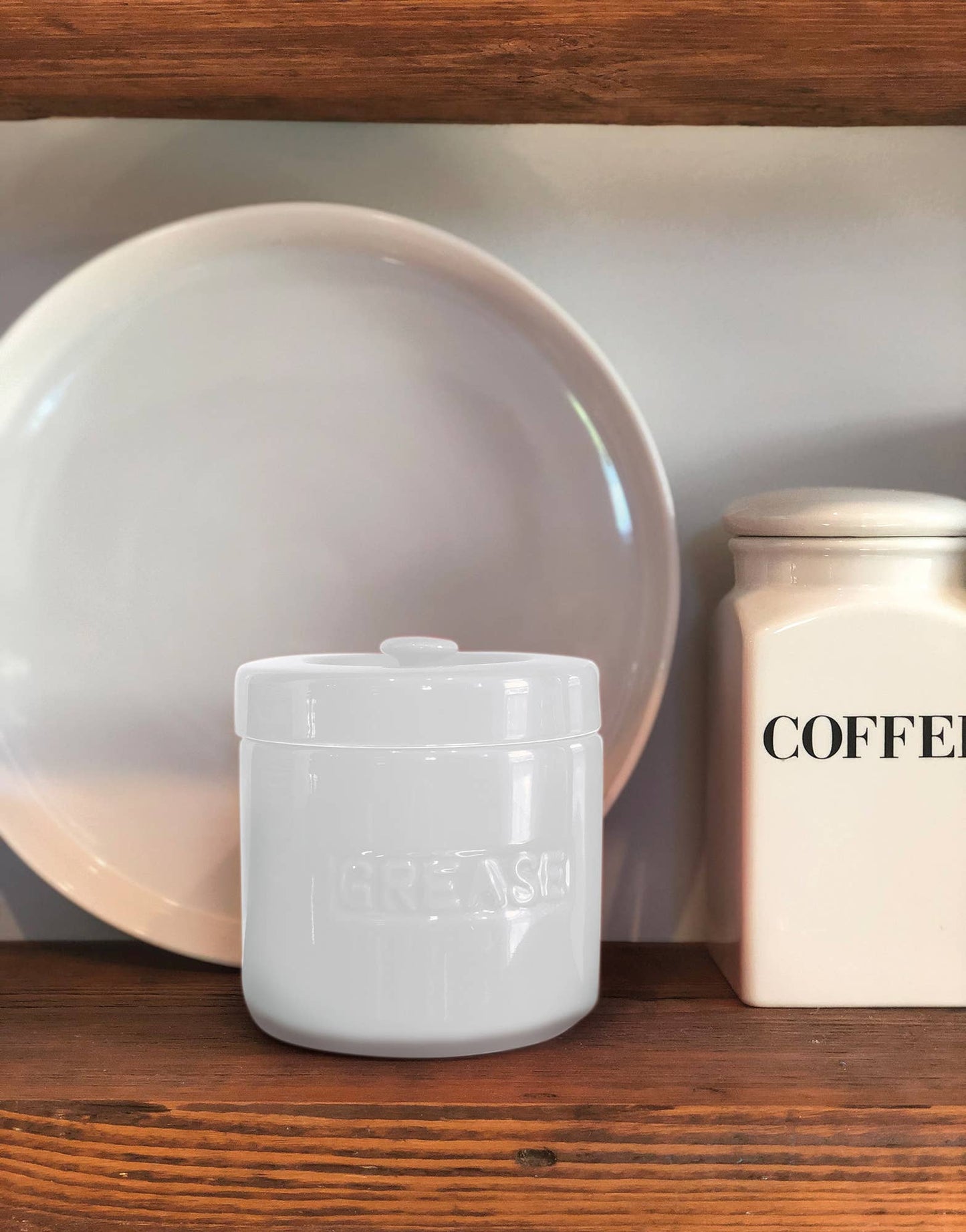 Fox Run Brands - Fox Run Porcelain Grease Container, White, 5" x 5" x 5"