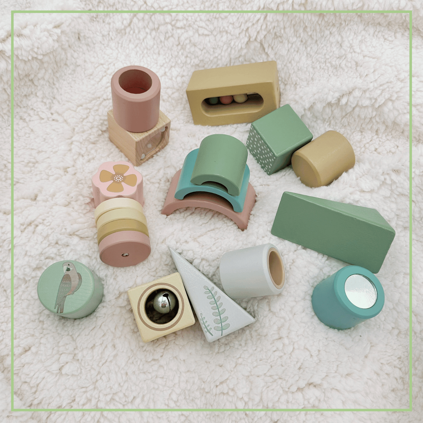 Wooden Sensory Activity Blocks - Stacking & Sorting Toy 12m+