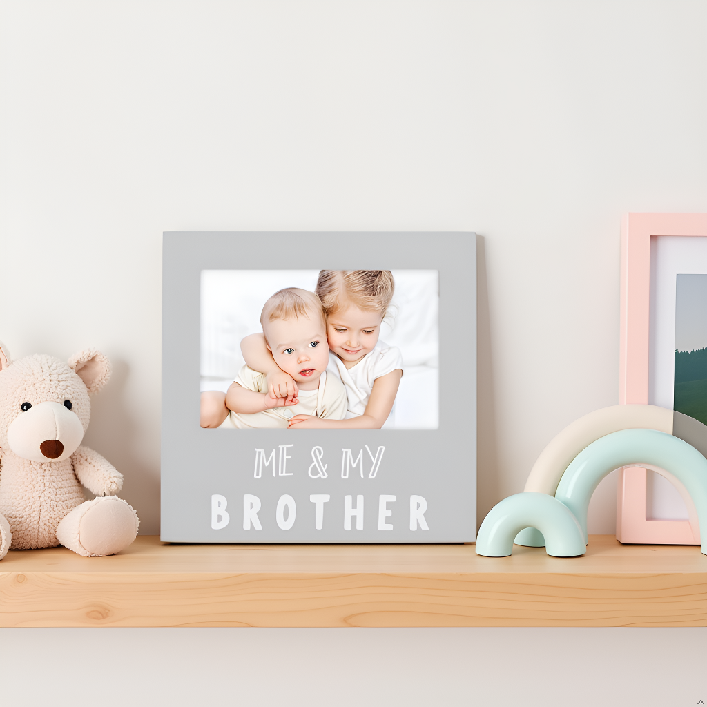 Pearhead - Me and My Brother Sentiment Picture Frame, Gray