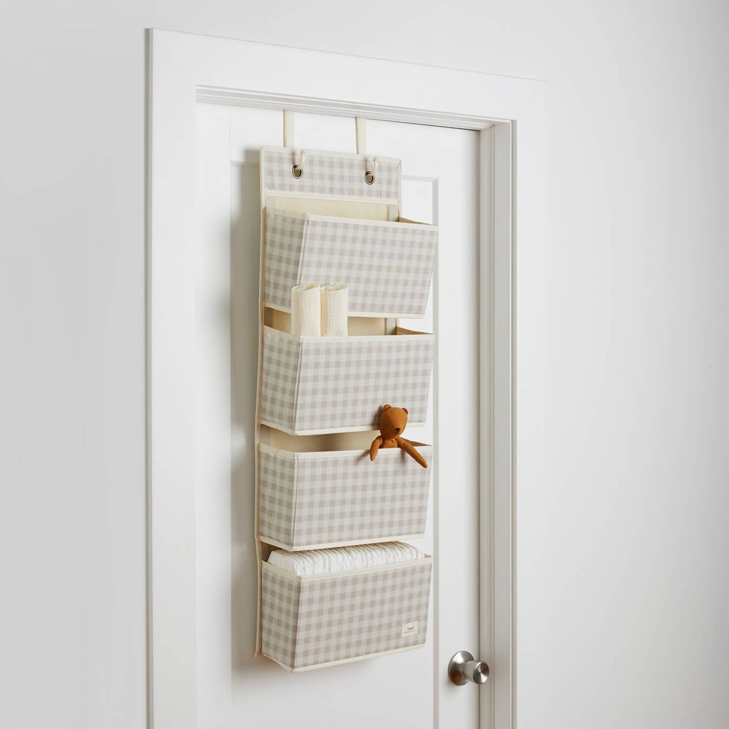 3 Sprouts - Recycled Fabric Over the Door Organizer for Nursery