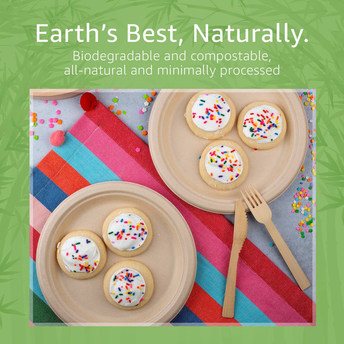 Ibambo Bamboo Disposable Paper Plates - 9 Inch - 125 Pack