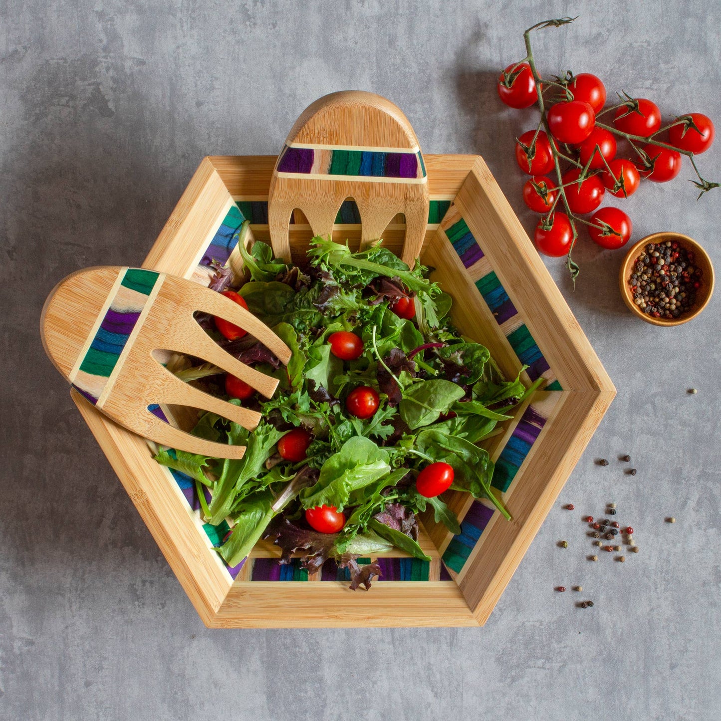 Totally Bamboo - Baltique® Mumbai Collection 14" Salad Bowl with Salad Hands