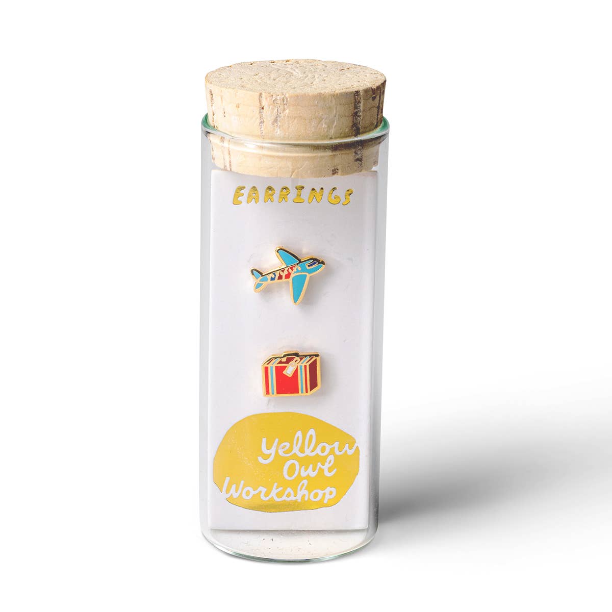 Airplane & Suitcase Gold Stud Earrings | Travel Jewelry
