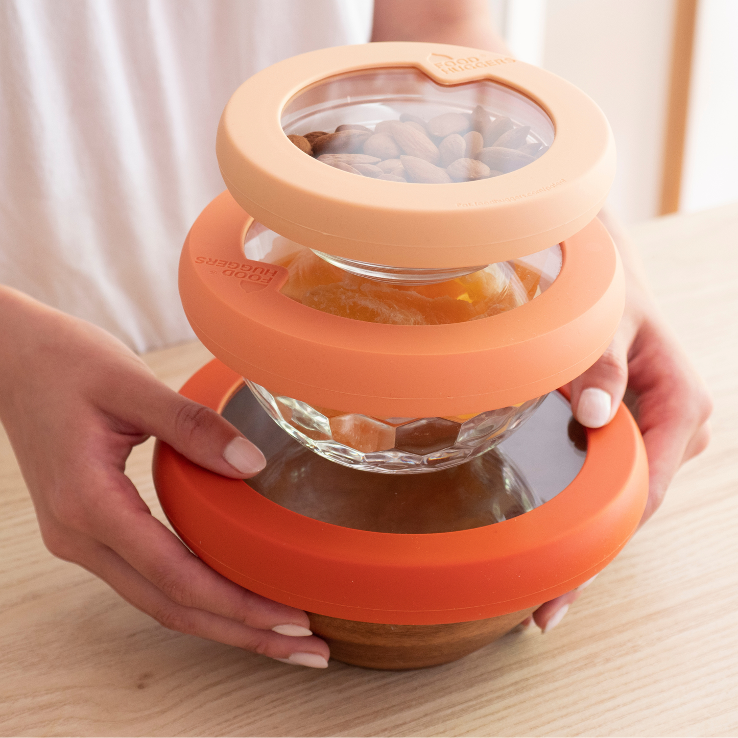 Food Huggers - Glass Bowl Lids with Silicone Seal (Set/3) – Terra Cotta