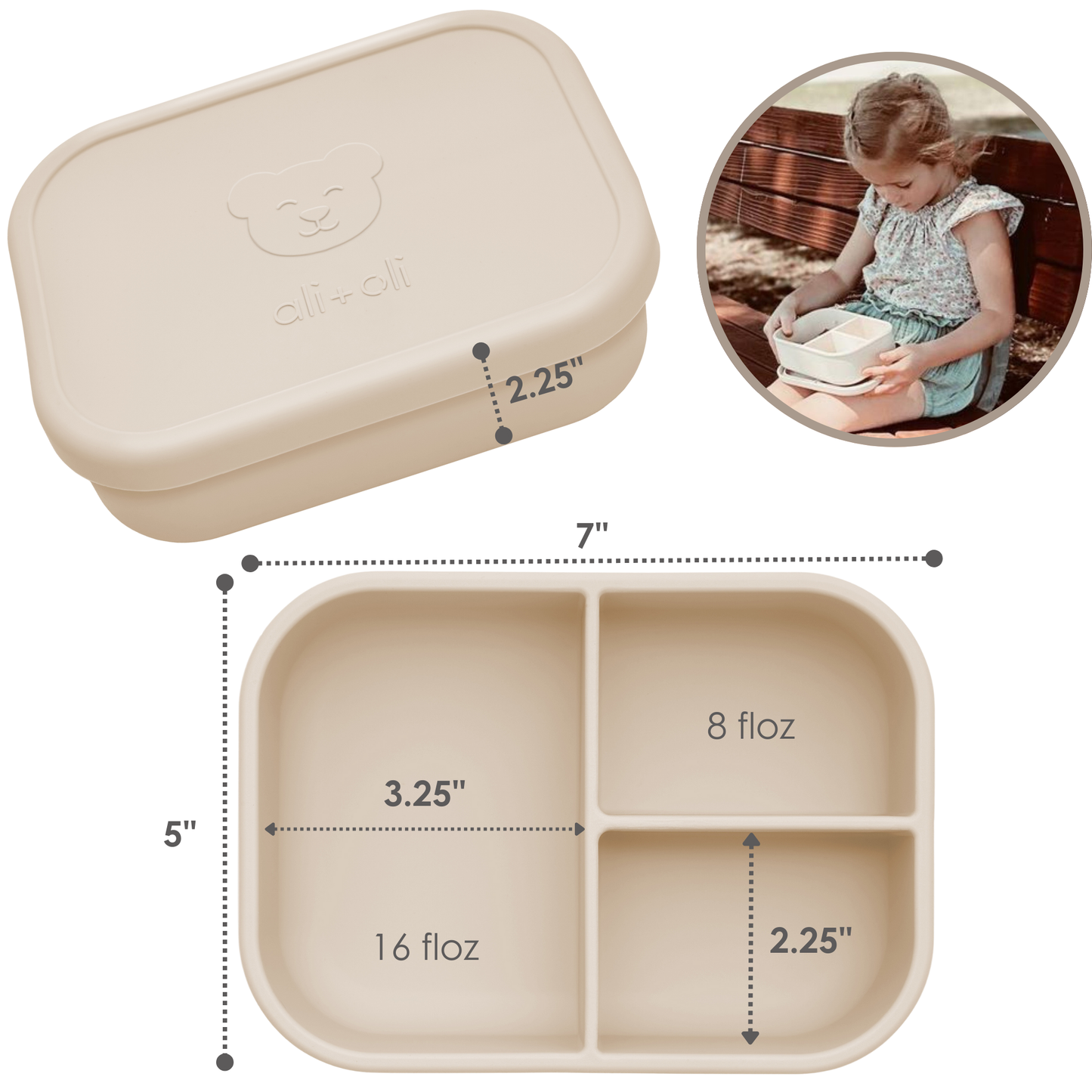Ali+Oli - Ali+Oli Leakproof Silicone Bento Box (Coco) Back to School