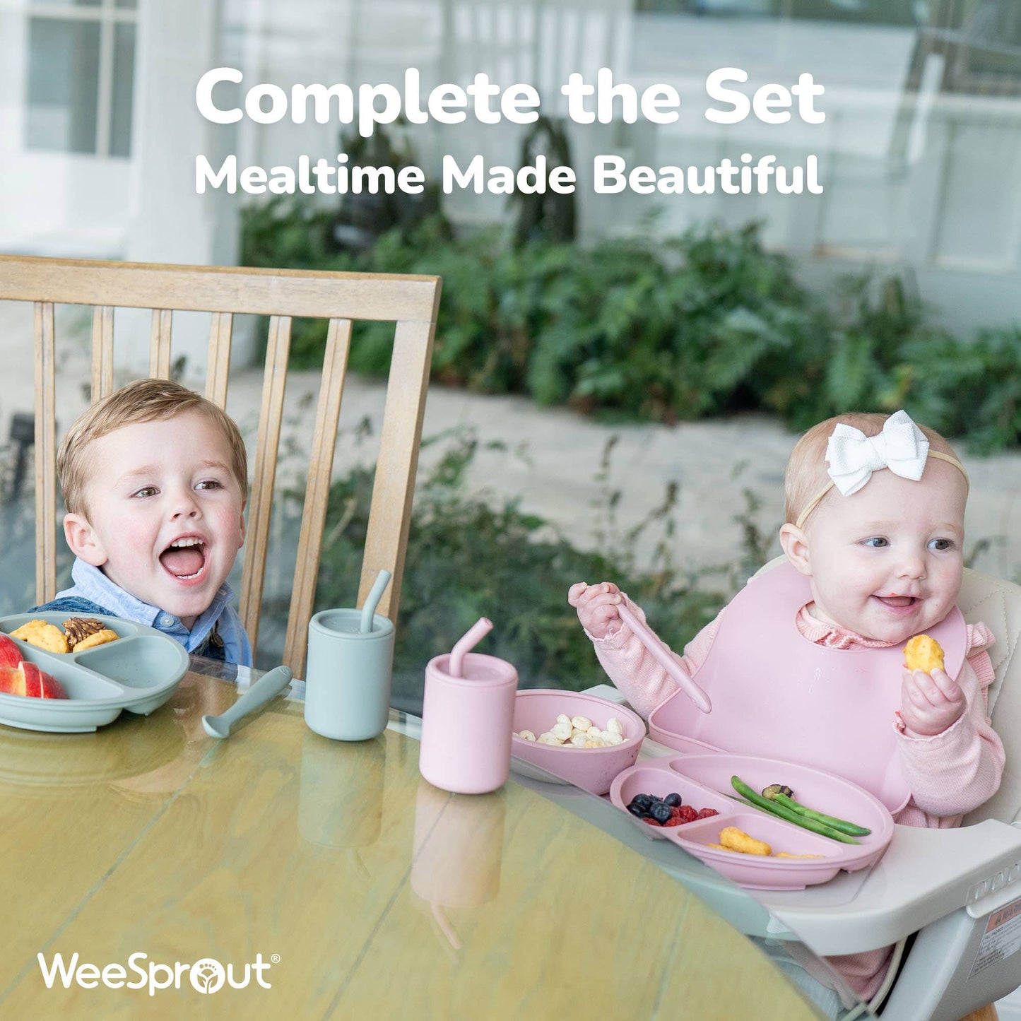 WeeSprout - Silicone Toddler Straw Cups – 4 oz, Set of 2