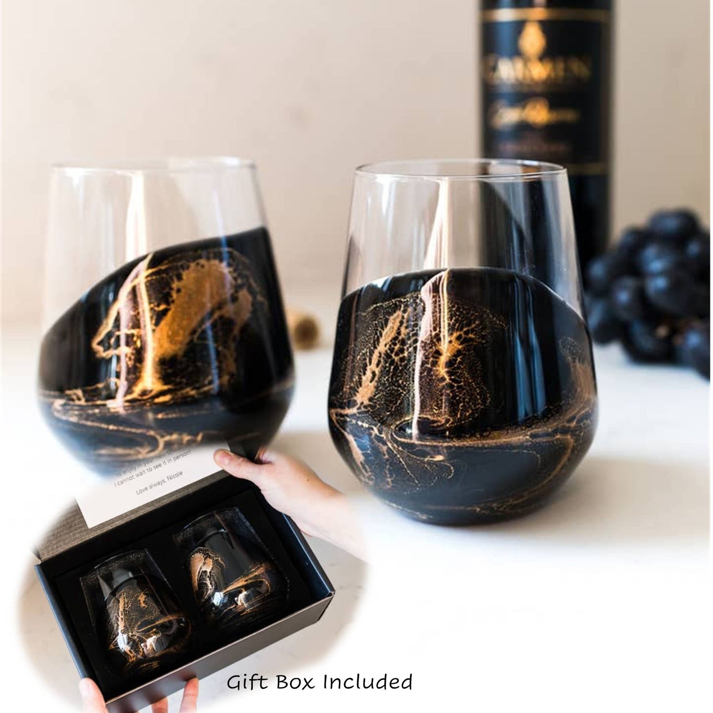 Resin Accented Wine Glasses- Price is per glass -NO TARIFFS!