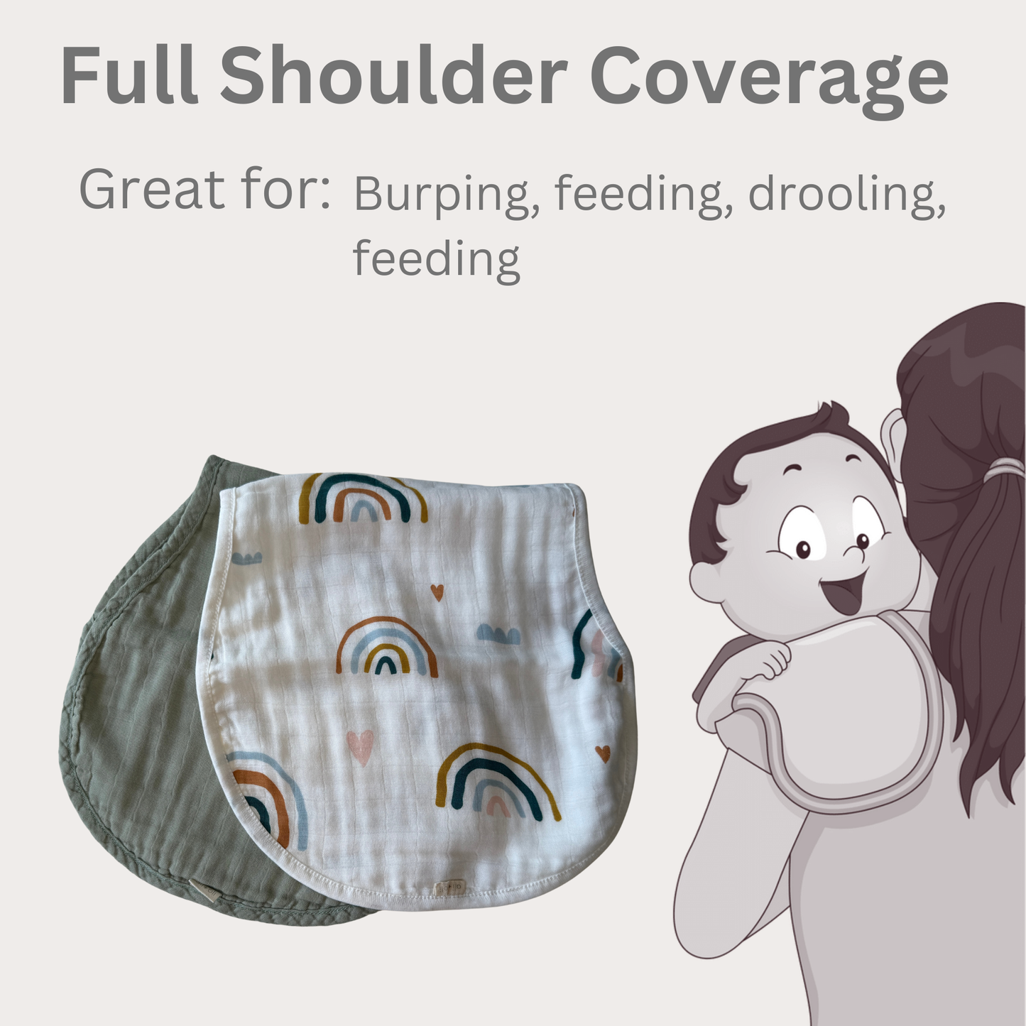 Ali+Oli - Bamboo Muslin Burp Cloth Set 2-Pack (Rainbow/Apple)
